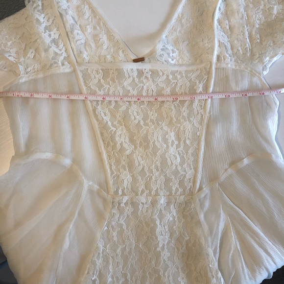 Free People Lace & Chiffon Flutter Sleeve Blouse - Picture 7 of 10